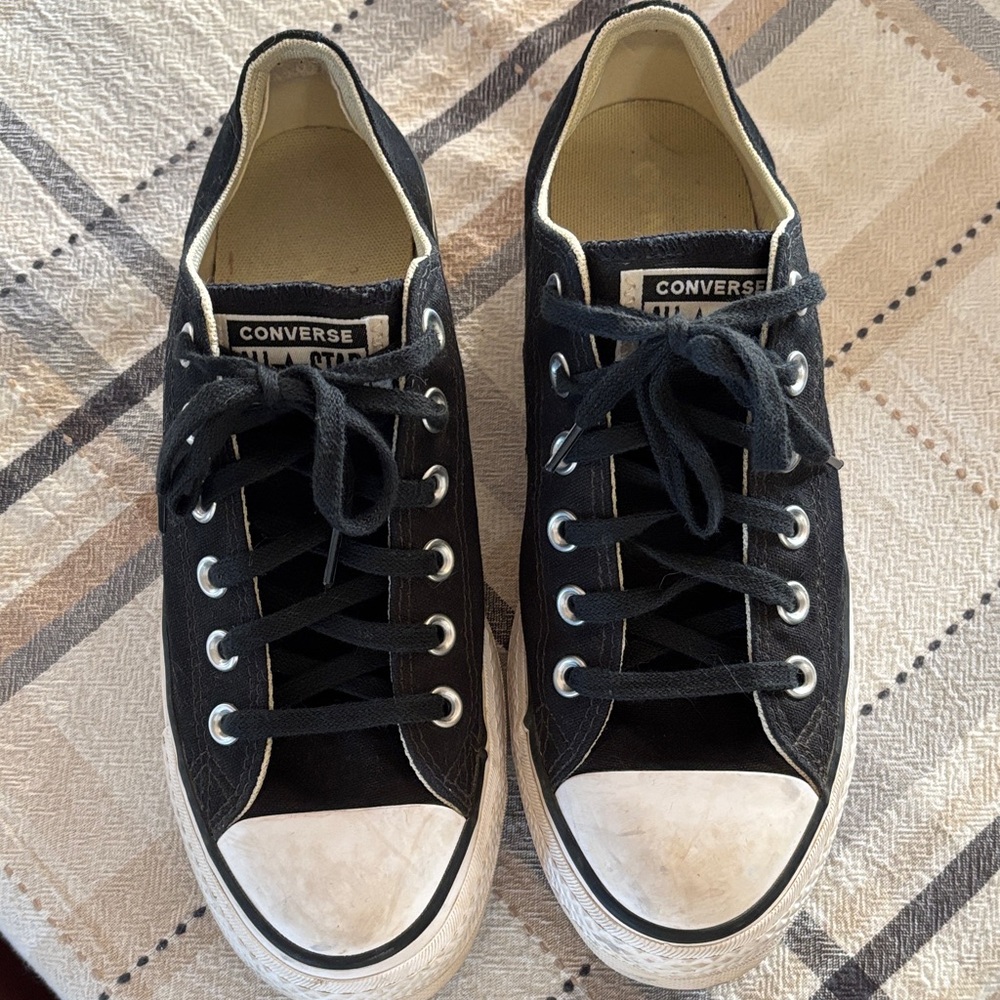 Converse Black Low Top Sneakers with White Toe Caps